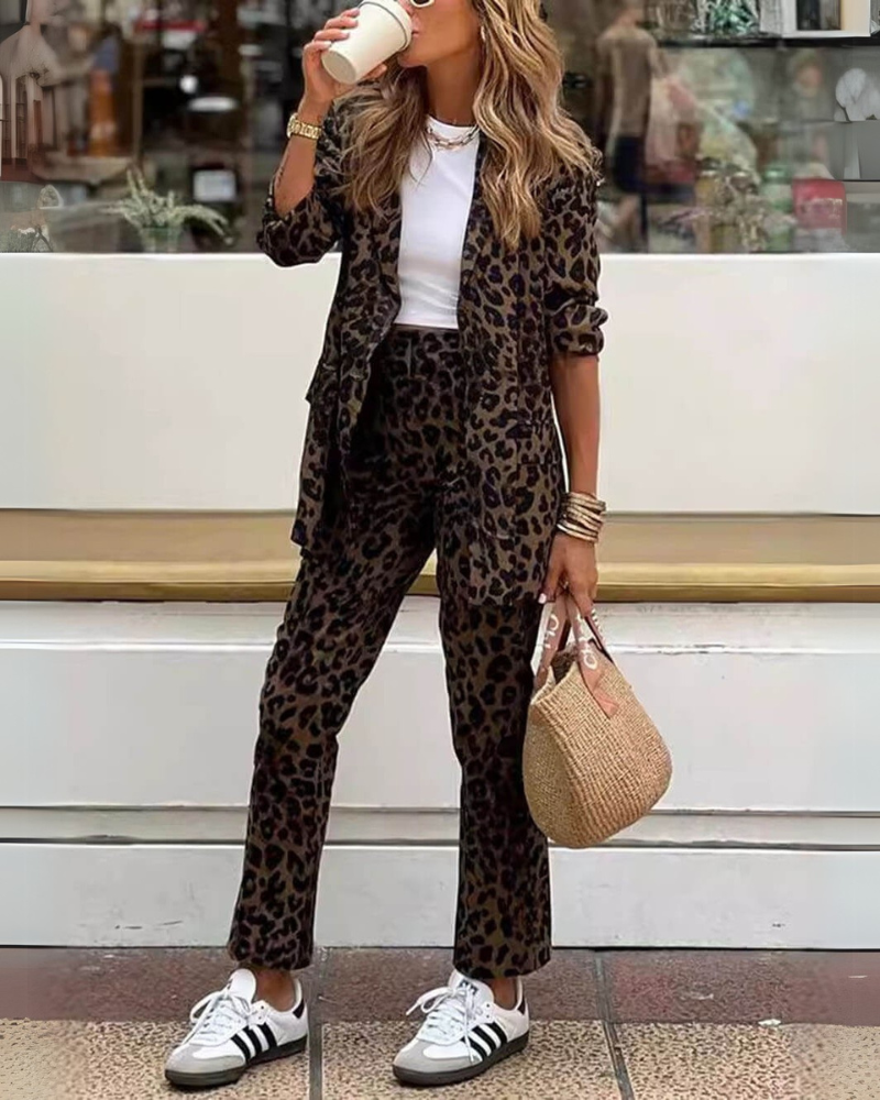 ARILA - LEOPARD PRINT JACKET & PANT SET