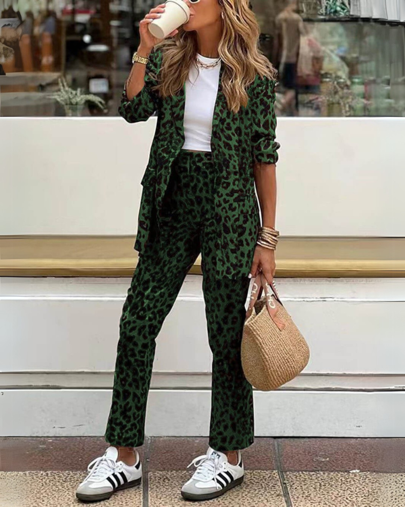 ARILA - LEOPARD PRINT JACKET & PANT SET