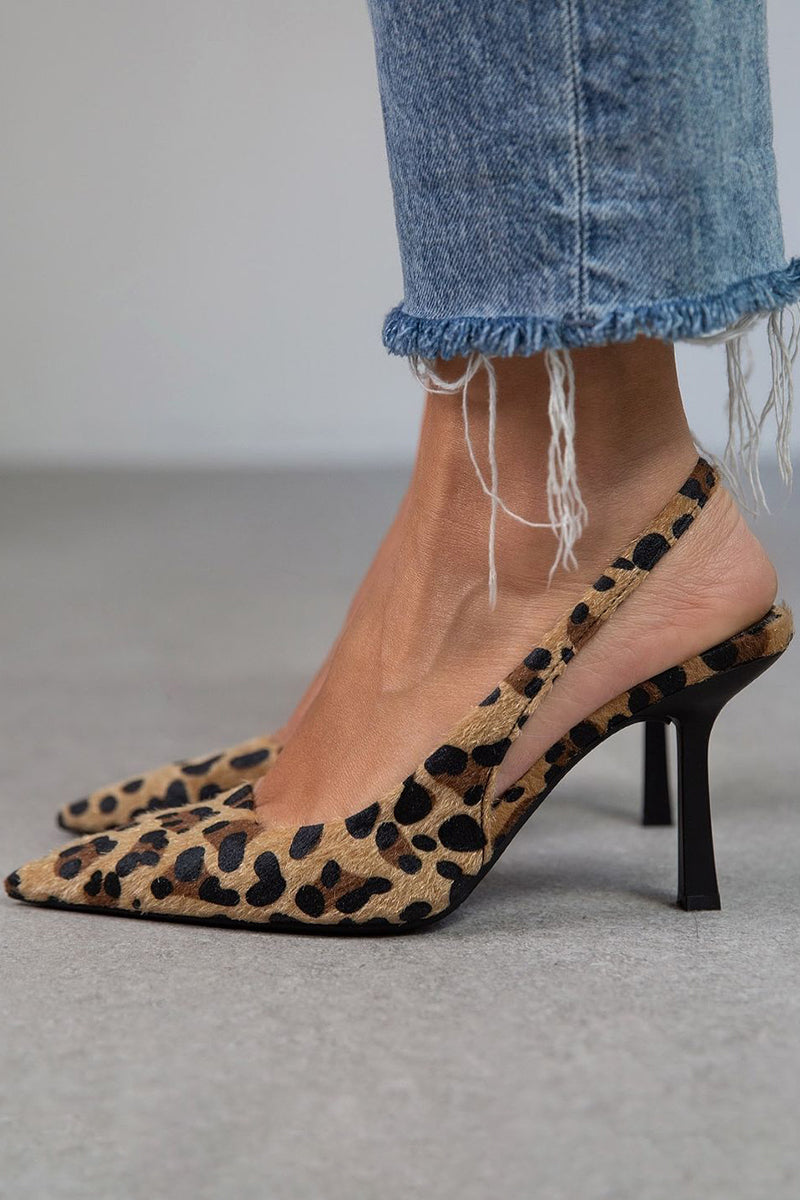 Liorina | Khaki Pointed Toe Leopard Print Heels
